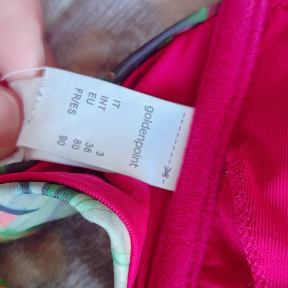 Italy Sexy Bikini Red & Green with Leaf Pattern - Picture 2 of 5